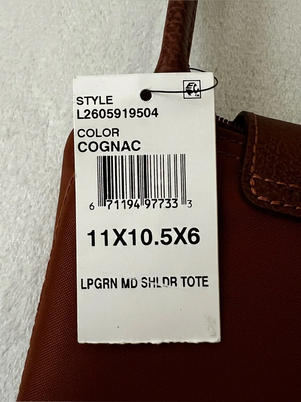 NEW Longchamp Le Pliage Green Medium Nylon Tote Bag (Cognac)